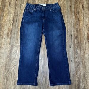 Levi's 523 Curvy Bootcut Jeans Womens Sz 12 Dark Wash Mid Rise Flare Bell Bottom